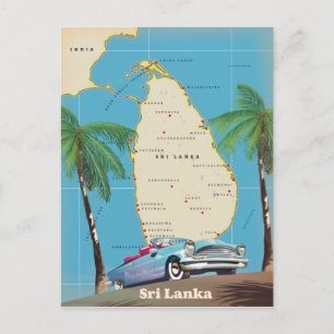 Postal Mapa ilustrado de Sri Lanka