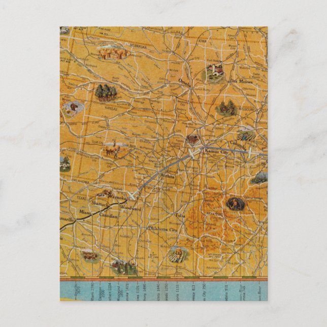 Postal Mapa ilustrado de US Airways (Anverso)