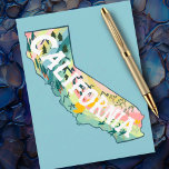 Postal Mapa ilustrado del estado de California<br><div class="desc">Mira este colorido dibujo del mapa de estado. ¡Visita mi tienda para ver más estados y más artículos a juego!</div>