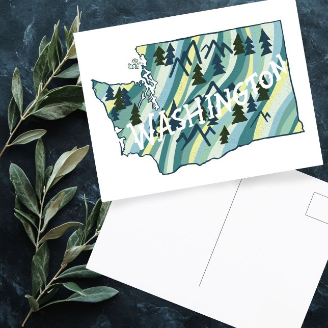 Postal Mapa ilustrado del estado de Washington (Washington State Illustrated Map Postcard
)