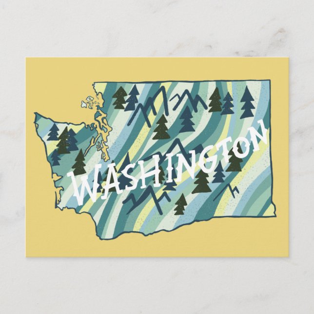 Postal Mapa ilustrado del estado de Washington (Anverso)