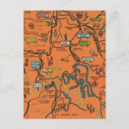 Postal Mapa Ilustrado del Parque Yellowstone Naranja