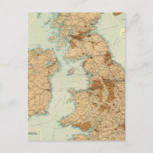 Postal Mapa industrial y ferroviario de las Islas Británi