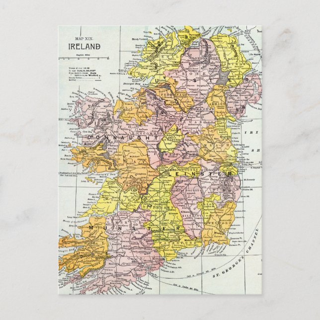 Postal MAPA: IRLANDA, c1890 (Anverso)