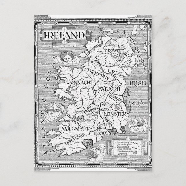 Postal Mapa irlandés vintage (Anverso)