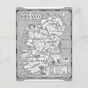 Postal Mapa irlandés vintage