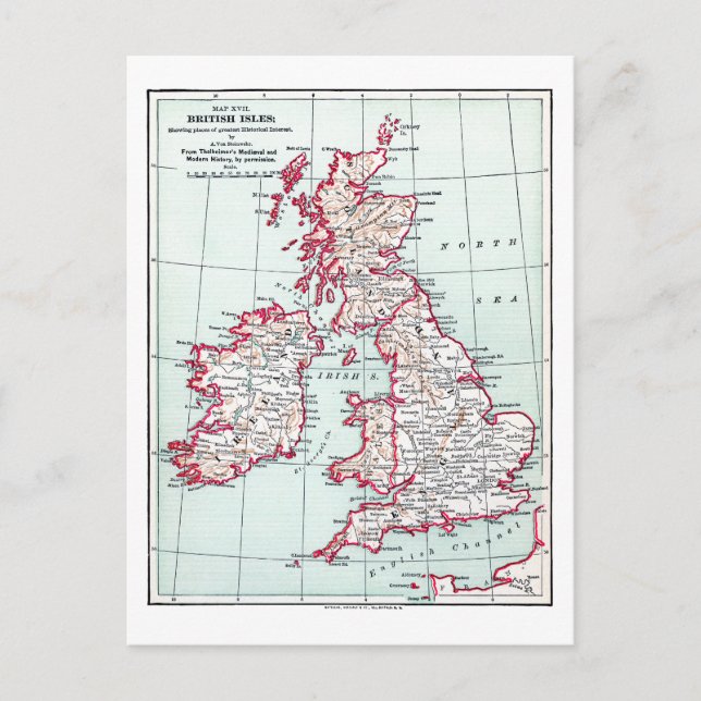 Postal MAPA: ISLAS BRITISH, c1890 (Anverso)