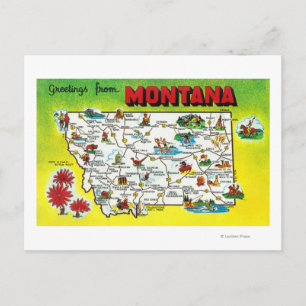 Postal Mapa itinerario del estado, saludos de