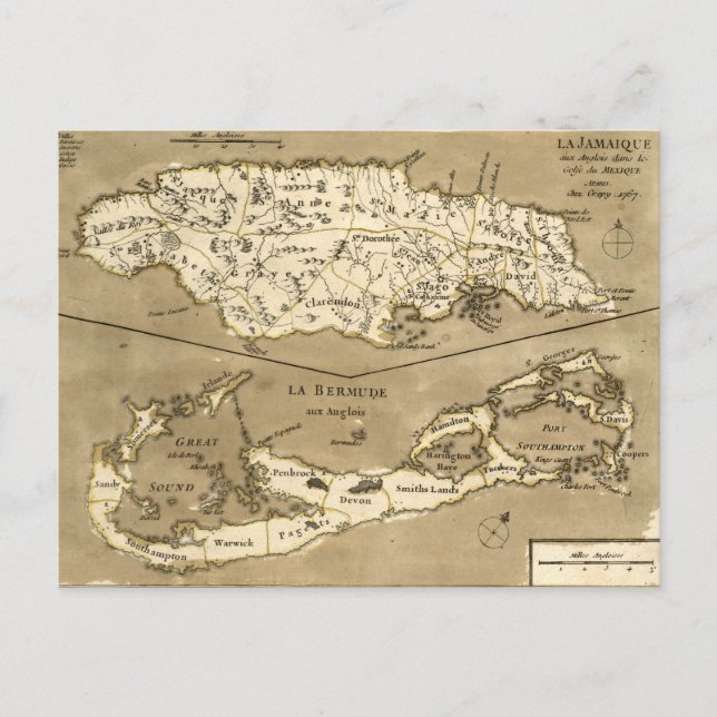 POSTAL MAPA: JAMAICA, 1767 (Anverso)