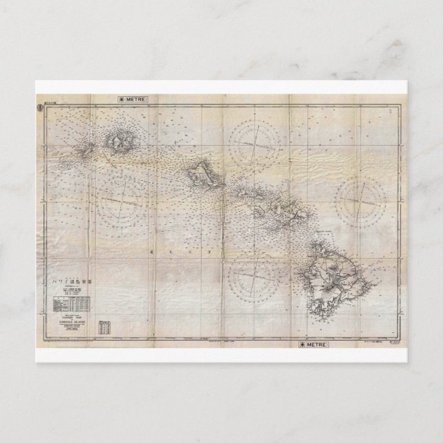 Postal Mapa japonés de Pearl Harbor de Hawái de 1939 (Anverso)