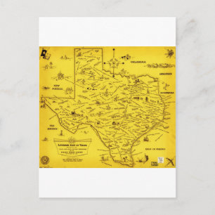 Postal Mapa literario de Texas por Dallas Pub Lib (1955)