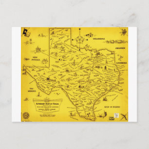 Postal Mapa literario de Texas por Dallas Pub Lib (1955).
