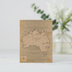 Postal Mapa meteorológico antiguo de Australia