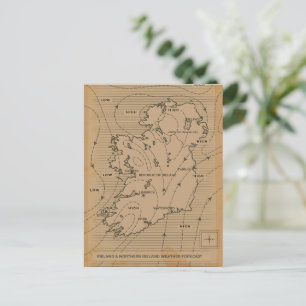 Postal Mapa meteorológico antiguo de Irlanda e Irlanda de