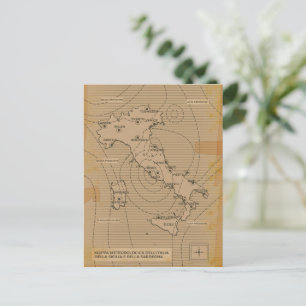 Postal Mapa meteorológico antiguo de Italia, Scilly y Cer