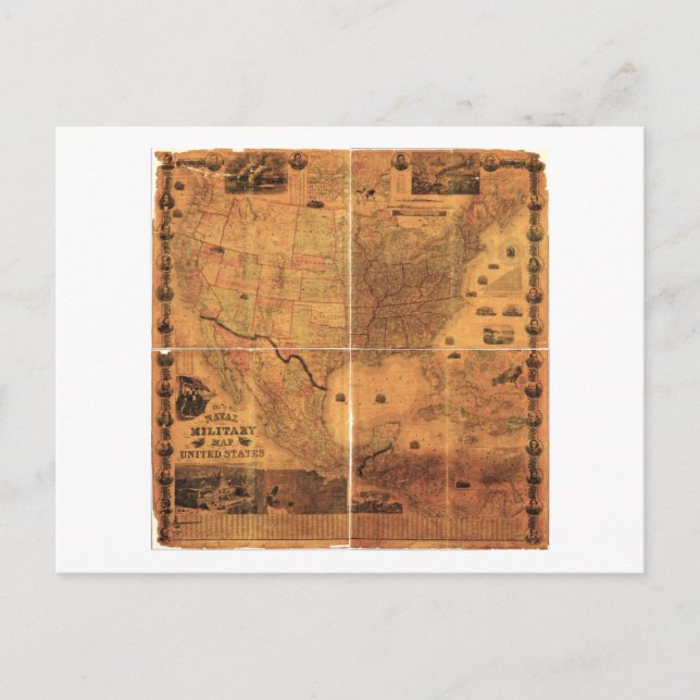 Postal Mapa militar de Estados Unidos, por J Smith (1864) (Anverso)