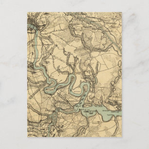 Postal Mapa militar de Hughes en Richmond y Petersburgh