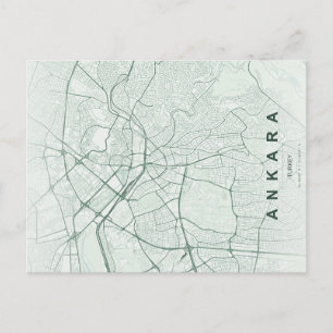 Postal Mapa minimalista de Ankara Turquía