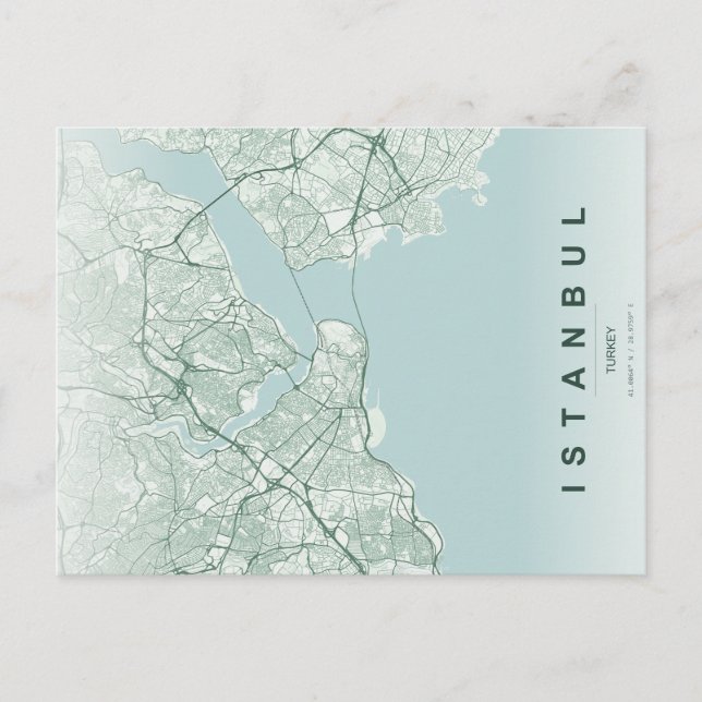 Postal Mapa minimalista de Estambul Turquía (Anverso)