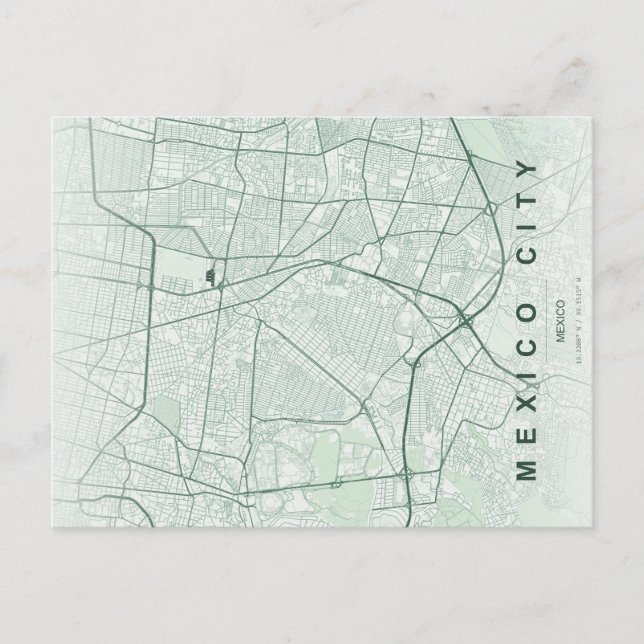 Postal Mapa Minimalista de la Ciudad de México (Anverso)