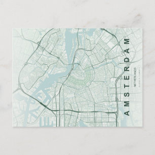 Postal Mapa Mínimo de Amsterdam Holanda