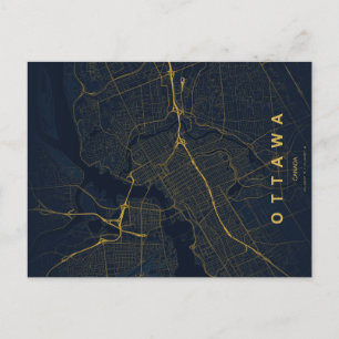 Postal Mapa Mínimo de Ottawa Canadá