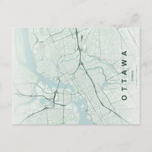 Postal Mapa Mínimo de Ottawa Canadá