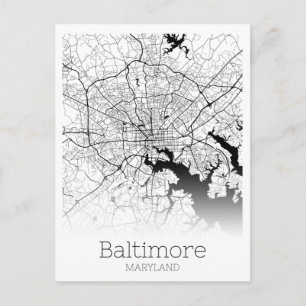 Postal Mapa moderno de la ciudad de Baltimore