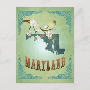 Postal Mapa moderno del estado de Maryland - Sage Green