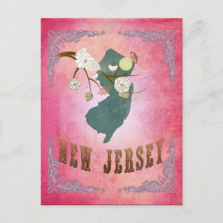 Postal Mapa moderno del estado de Nueva Jersey Vintage -