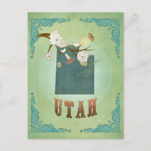 Postal Mapa moderno del estado de Utah - Verde sabio