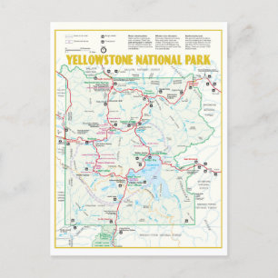 Postal Mapa moderno del Parque Nacional Yellowstone