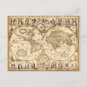 Postal Mapa Mundial, alrededor de 1645