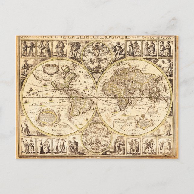 Postal Mapa Mundial, alrededor de 1645 (Anverso)