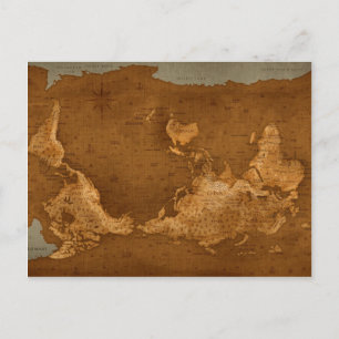 Postal Mapa mundial - boca abajo
