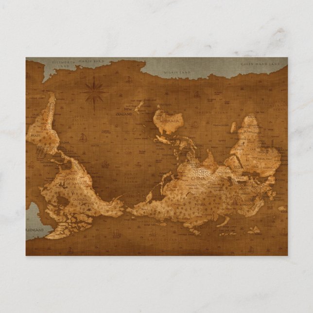 Postal Mapa mundial - boca abajo (Anverso)