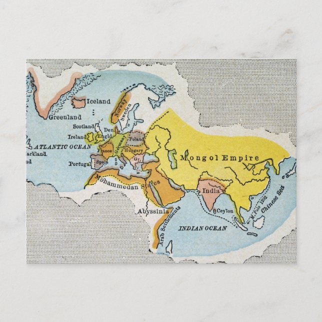 Postal MAPA MUNDIAL, c1300. (Anverso)