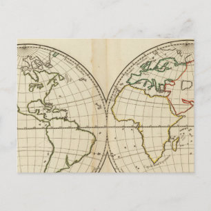Postal Mapa mundial con Latitude y Longititude