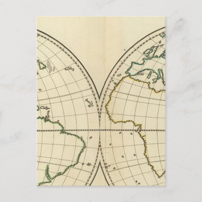 Postal Mapa mundial con Latitude y Longititude (Anverso)