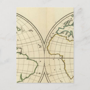 Postal Mapa mundial con Latitude y Longititude