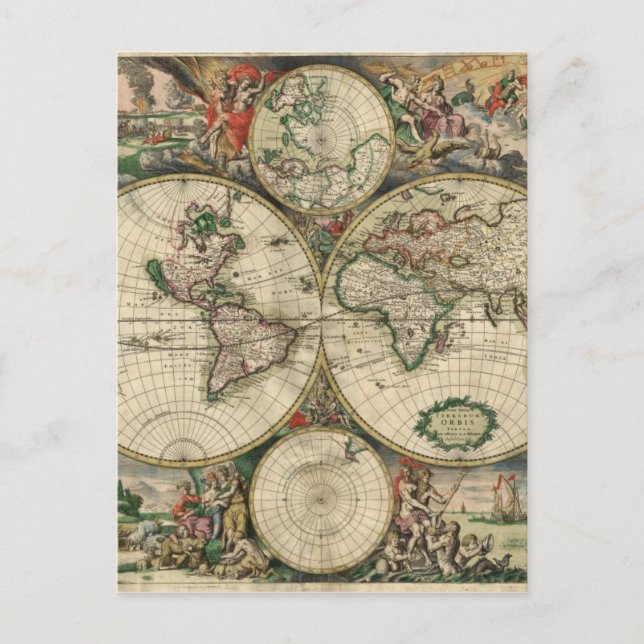 Postal Mapa Mundial de 1689 (Anverso)