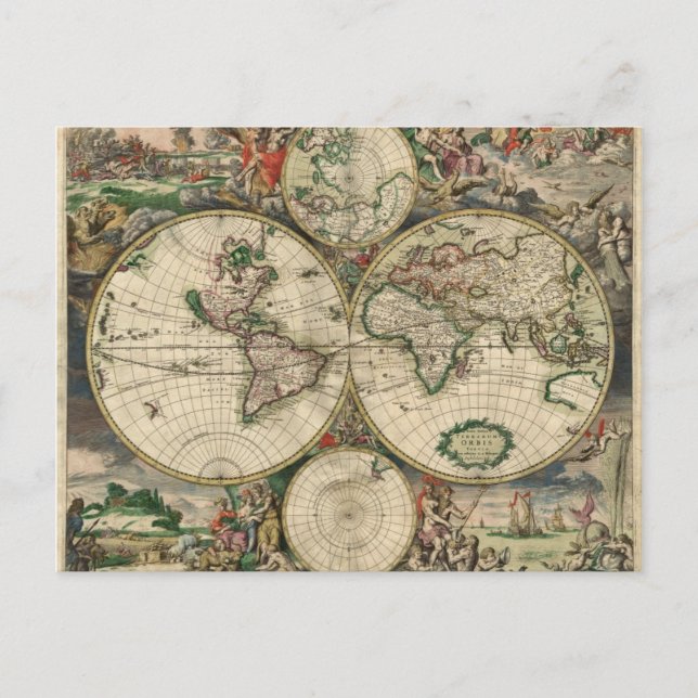 Postal Mapa Mundial de 1689 (Anverso)