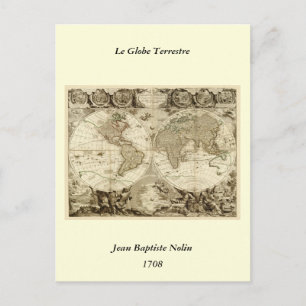 Postal Mapa Mundial de 1708 de Jean Baptiste Nolin