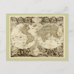 Postal Mapa Mundial de 1708 de Jean Baptiste Nolin
