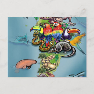 Postal Mapa mundial de animales de América del Sur