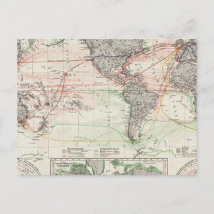 Postal Mapa mundial de corrientes oceánicas