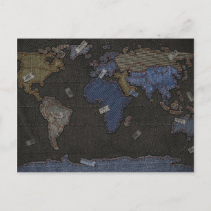 Postal Mapa mundial de jeans