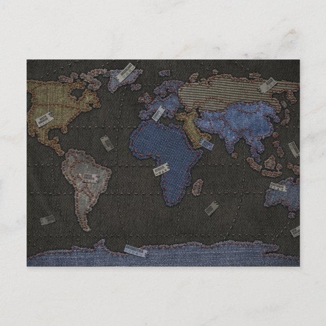 Postal Mapa mundial de jeans (Anverso)
