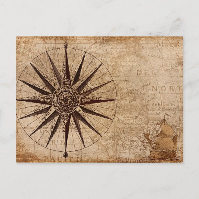 Postal Mapa mundial de la edad de descubrimiento de barco (Anverso)