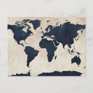 Postal Mapa mundial de la marina afectada